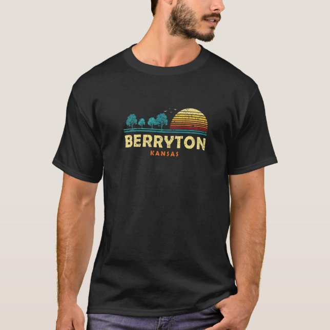 Evergreen Sunset Berryton Forest Kansas Woods Natu T-Shirt (Front)