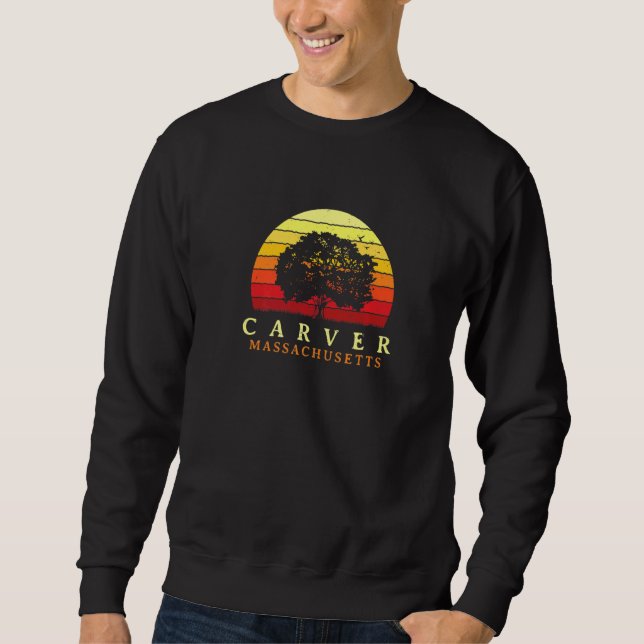 Evergreen Sunset Carver Oak Tree Massachusetts Bur Sweatshirt (Front)