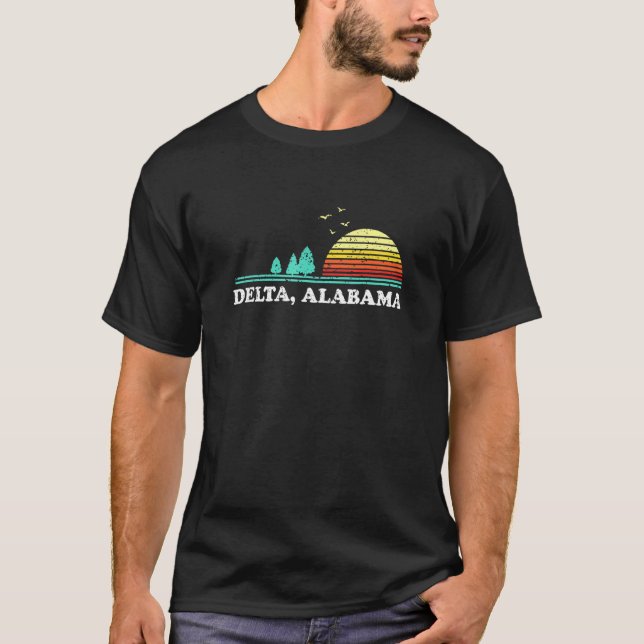 Evergreen Sunset Delta Forest Alabama Woods Campin T-Shirt (Front)