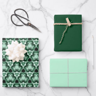 Evergreen Swirl w/Solids Wrapping Paper Sheet