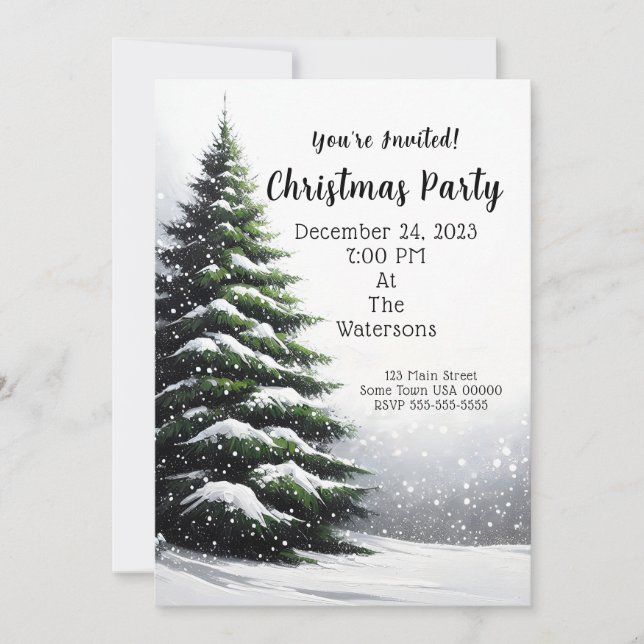 Evergreen Tree Christmas Party Invitation  (Front)