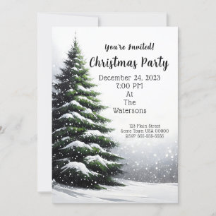 Evergreen Tree Christmas Party Invitation