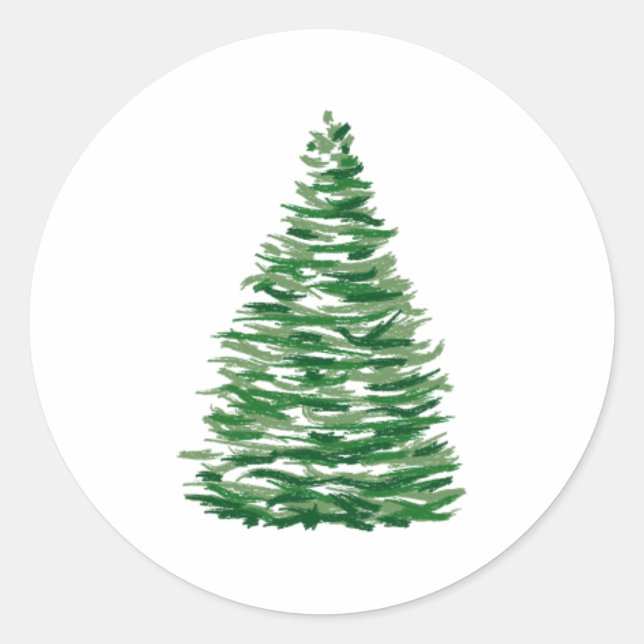 Evergreen Tree Classic Round Sticker (Front)