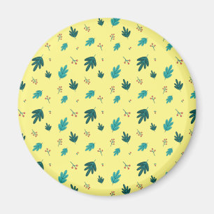 Evergreen Tree Leaves & Red Holly Berries Magnet