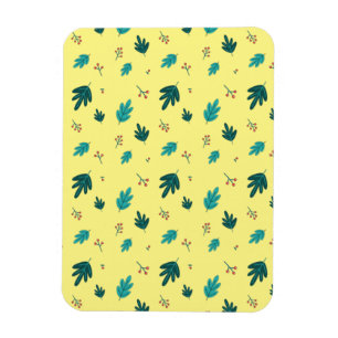 Evergreen Tree Leaves & Red Holly Berries Magnet