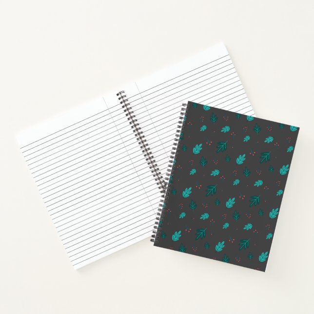 Evergreen Tree Leaves & Red Holly Berries Notebook (Inside)