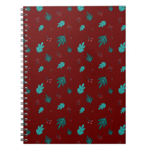 Evergreen Tree Leaves & Red Holly Berries Notebook