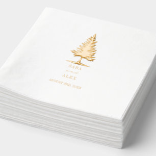 Evergreen Tree Rustic Wedding Foil Napkins