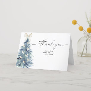 Evergreen tree with bows Baby shower Thank You Card