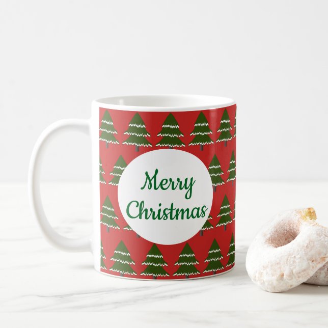 Evergreen Tree With Snow Coffee Mug (With Donut)
