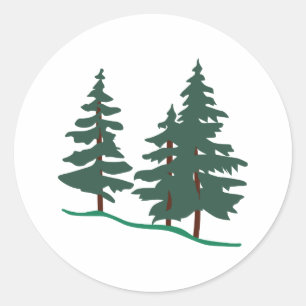 Evergreen Trees Classic Round Sticker