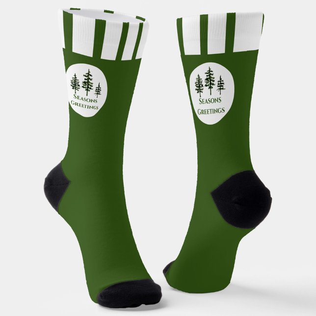 Evergreen Trees Seasons Greetings Socks (Creator Uploaded)