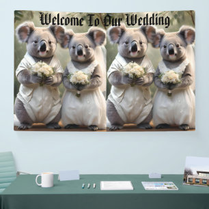 "Evergreen Vows: A Koala Wedding in White" Banner