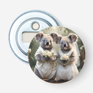 "Evergreen Vows: A Koala Wedding in White" Bottle Opener