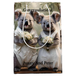 "Evergreen Vows: A Koala Wedding in White" Medium Gift Bag
