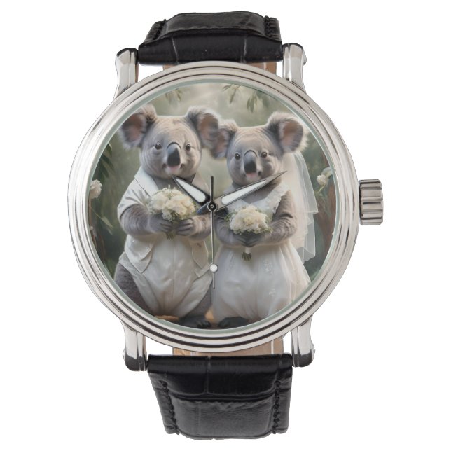 "Evergreen Vows: A Koala Wedding in White" Watch (Front)