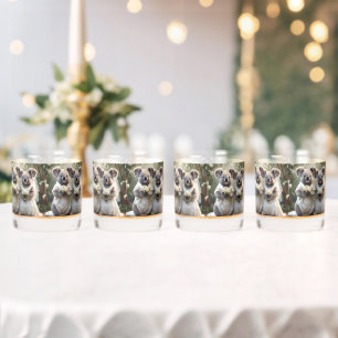 "Evergreen Vows: A Koala Wedding in White" Whiskey Glass