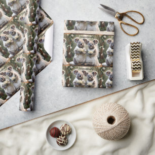"Evergreen Vows: A Koala Wedding in White" Wrapping Paper