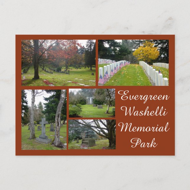 Evergreen Washelli Cemetery Collage Postcard (Front)