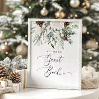 Evergreen wedding sign the Guest Book Poster