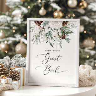 Evergreen wedding sign the Guest Book Poster