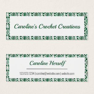 Evergreen White Crochet Lace Pattern Business Card