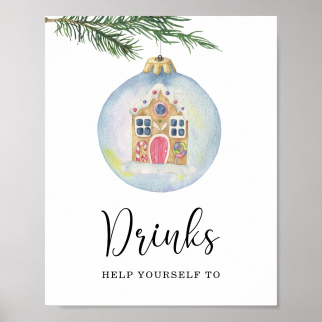 Evergreen winter branch - Drinks  Poster (Front)