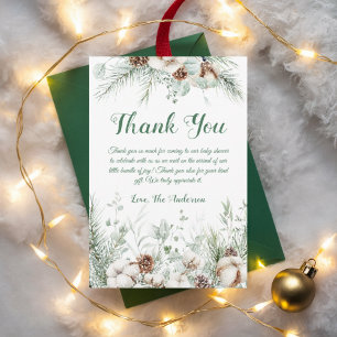 Evergreen winter elegant baby shower thank you