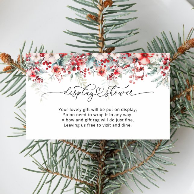 Evergreen Winter Floral Baby Shower Display Shower Enclosure Card (Creator Uploaded)
