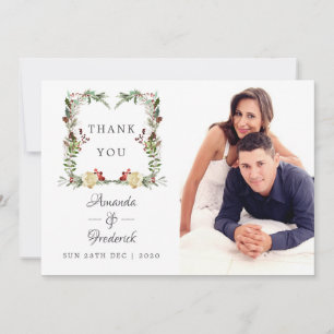 Evergreen - Wintertide Woodland Christmas Wedding Thank You Card
