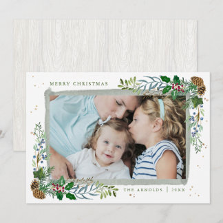 Evergreen Woodland Framed Photo Christmas card