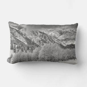 Evergreens and Aspen trees in a snow storm Lumbar Cushion