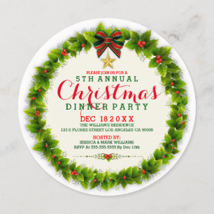 Evergreens christmas wreath dinner invite