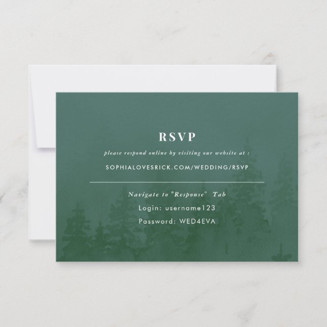 Evergreens in the Foggy Forest Green Online RSVP (Front)