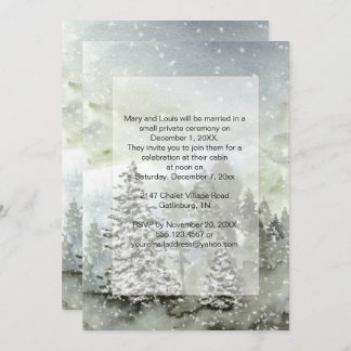 Evergreens Snow Mountains Reception Only Wedding Invitation
