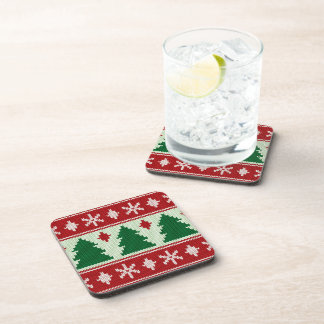 Evergreens & Snowflakes Knit Coaster