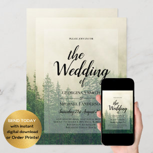 Evergreens Winter Wedding Mountain Forest Invitation
