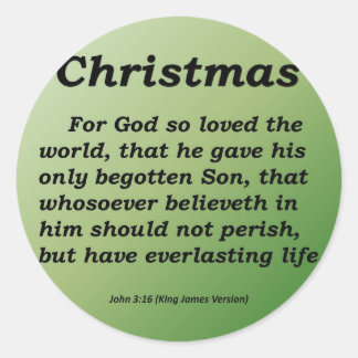 Everlasting Life Christmas John 3-16 Classic Round Sticker