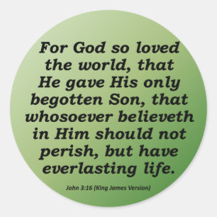 Everlasting Life Christmas John 3-16 Classic Round Sticker