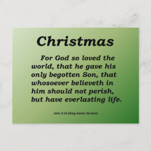 Everlasting Life Christmas John 3-16 Holiday Postcard