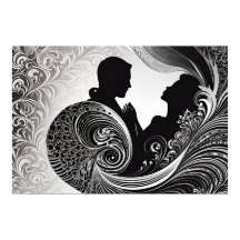 Everlasting Love: Black & White Silhouette Embrace