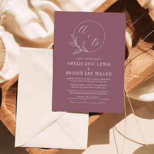 Everlasting Love Deep Mauve Wreath Wedding Invitation