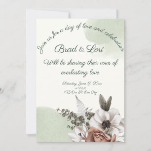 Everlasting Love Floral Sage Invitation