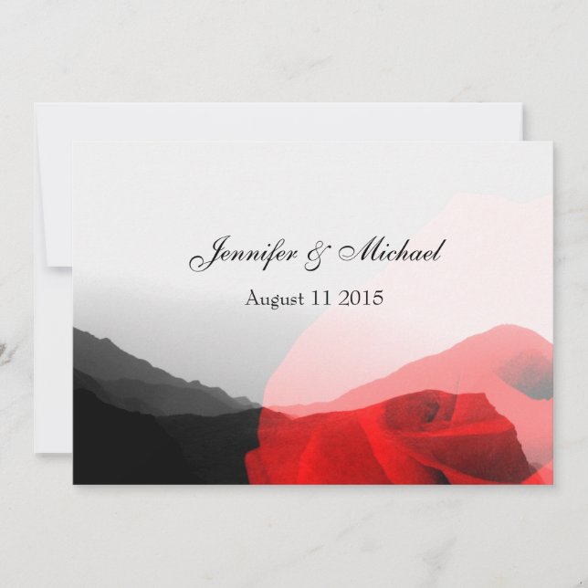 Everlasting Love/Mountains & Red Rose Wedding Invitation (Front)