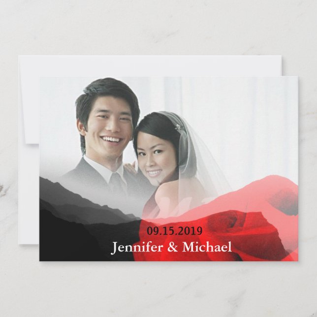 Everlasting Love Mountains Red Rose Wedding Photo (Front)