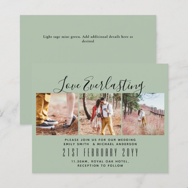Everlasting Love PHOTO COLLAGE Wedding Event Invit (Front/Back)