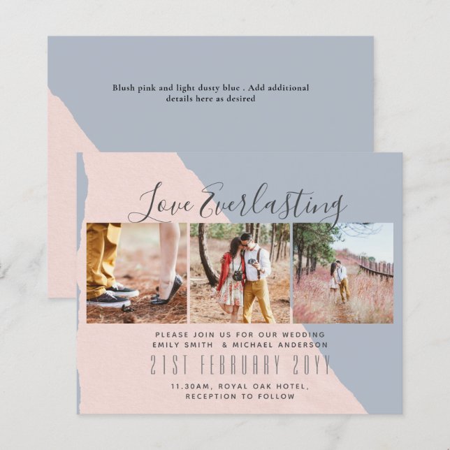 Everlasting Love PHOTO COLLAGE Wedding Event Invit (Front/Back)