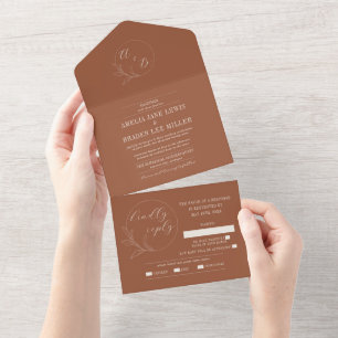 Everlasting Love Terracotta Wreath Wedding All In One Invitation