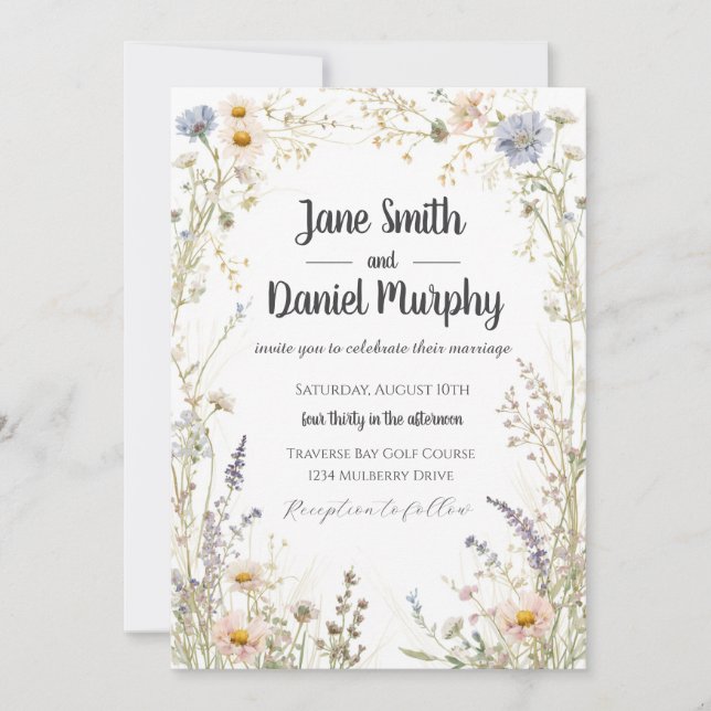 Everlasting Wildflowers Wedding Invitation (Front)
