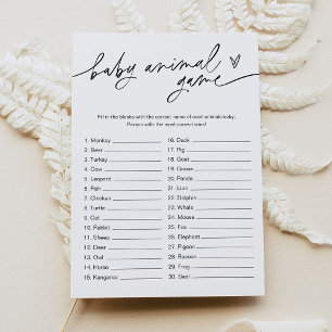 EVERLEIGH Baby Animal Game Minimalist Baby Shower  Invitation
